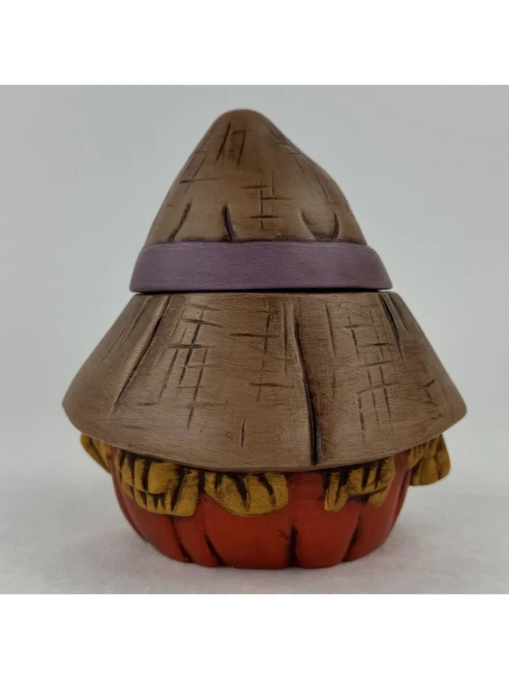 Vtg Hand-Painted Ceramic Pumpkin Jar 5.5